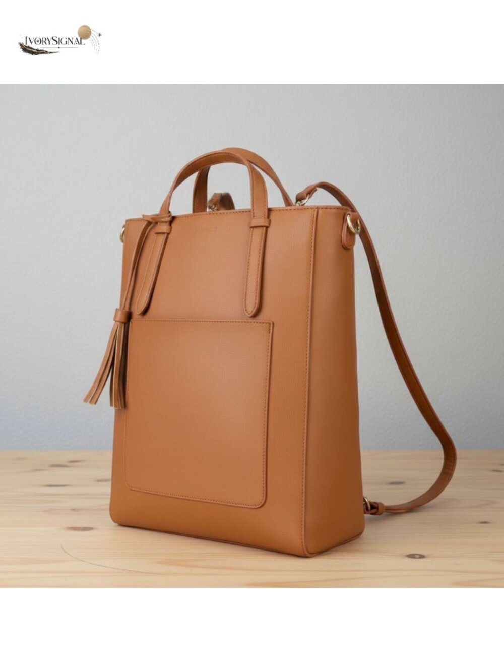 ECOSUSI Vegan Leather Convertible Tote Bag Backpack Laptop Handbag